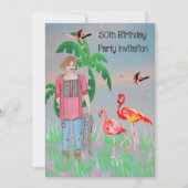 女性の50歳誕生日パーティー招待状 招待状 (正面)