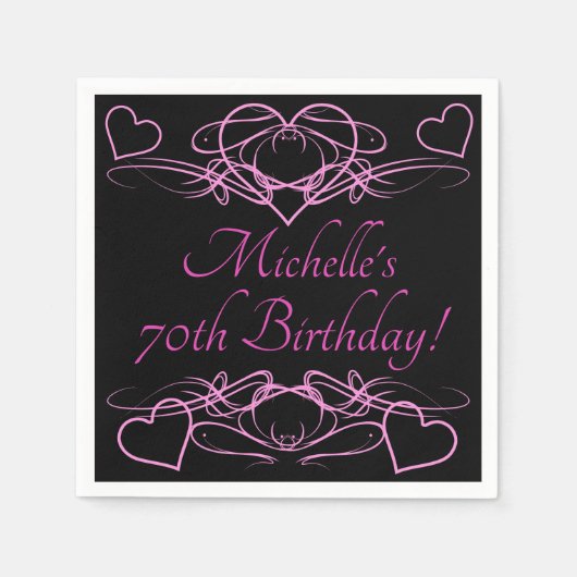 女性の70歳の誕生日 スタンダードカクテルナプキン (正面)