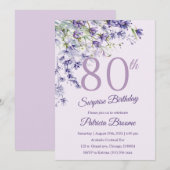 女性の80歳の誕生日サプライズ 招待状 (正面/裏面)