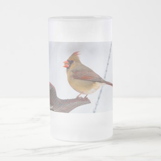 女性の（鳥）ショウジョウコウカンチョウランチタイムフロストマグ フロストグラスビールジョッキ (中央)