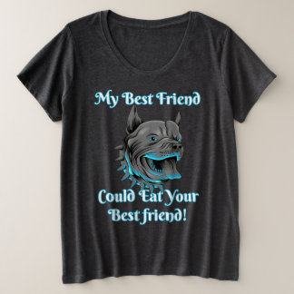 女性の「Iレスキュー犬」おもしろい犬 プラスサイズTシャツ