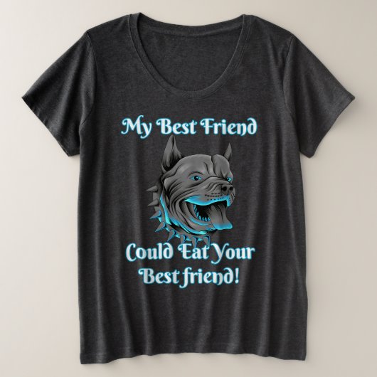 女性の「Iレスキュー犬」おもしろい犬 プラスサイズTシャツ (デザイン正面)