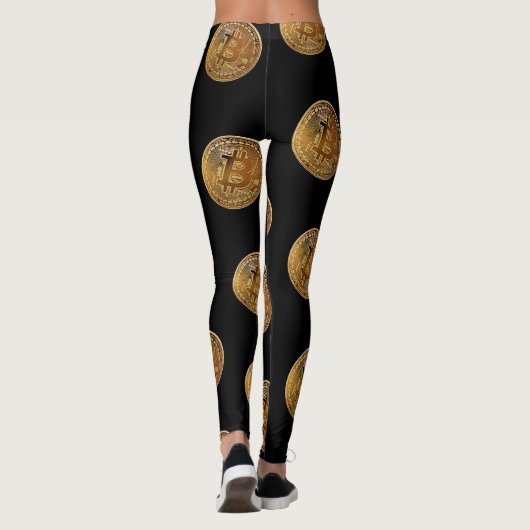 女性のBitcoinの黒い暗号のレギンス レギンス (裏面)