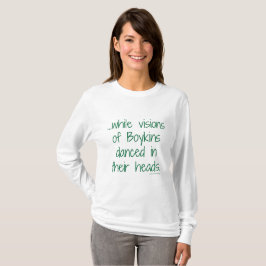 女性のBoykinsのクリスマスのティーの視野 Tシャツ