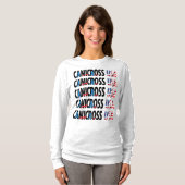 女性のCanicross米国の乗組員Longsleeve Tシャツ (正面フル)