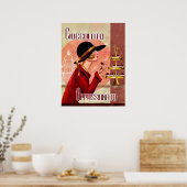 女性のchokolateへの情熱,ヴィンテージ おもしろい ポスター (キッチン)