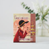 女性のchokolateへの情熱,ヴィンテージ おもしろい ポストカード (スタンド正面)