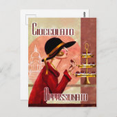 女性のchokolateへの情熱,ヴィンテージ おもしろい ポストカード (正面/裏面)