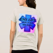 女性のEMS生活の青とピンクの星の生活 トライブレンドTシャツ (裏面)