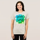 女性のEMS生活ティール（緑がかった色）と緑の星の生活 トライブレンドＴシャツ (正面全面)