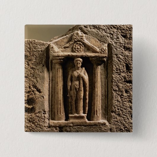 女性のfiguの大理石および砂岩奉納の石碑 缶バッジ (正面)