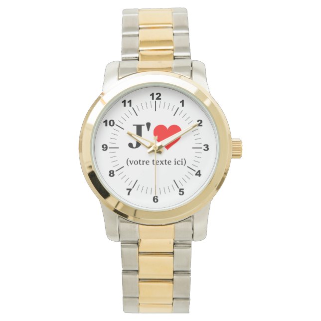 女性のIハートオーバーサイズツートーンブレスレットウォッチ 腕時計 (正面)