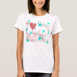 女性のI愛音楽Tシャツ Tシャツ
