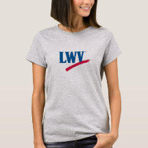 女性のLWVのTシャツの灰色
