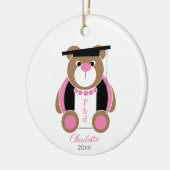 女性のphdかわいいテディベア博士号卒業 セラミックオーナメント (左)