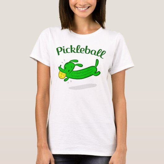 女性のPickleball犬はTシャツをピクルスにします Tシャツ (正面)
