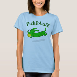 女性のPickleball犬はTシャツをピクルスにします Tシャツ