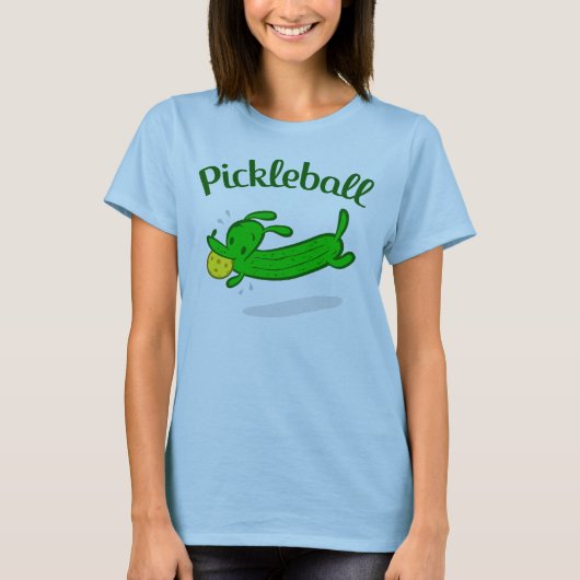 女性のPickleball犬はTシャツをピクルスにします Tシャツ (正面)