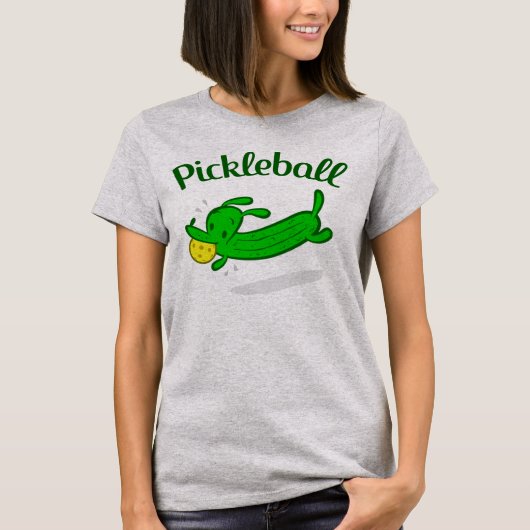 女性のPickleball犬はTシャツをピクルスにします Tシャツ (正面)