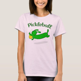 女性のPickleball犬はTシャツをピクルスにします Tシャツ