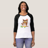 女性のRaglanのオリビアかわいいVonHootの漫画 Tシャツ (正面フル)