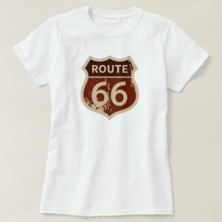 女性のROUTE 66歴史的な道路標識 |ランドマーク  Tシャツ
