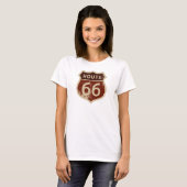 女性のROUTE 66歴史的な道路標識 |ランドマーク  Tシャツ (正面フル)