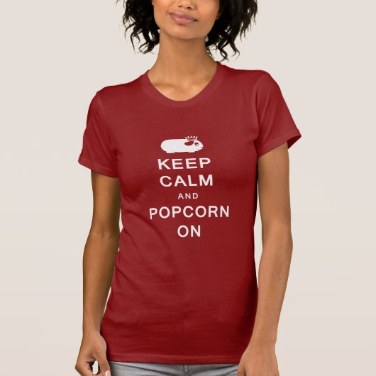 女性のTシャツの平静及びポップコーンを保存して下さい Tシャツ (正面)