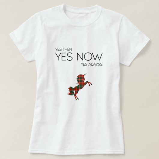 女性のTシャツの"YESそして… Tシャツ (デザイン正面)
