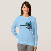 女性のTシャツ-おもしろいを作って下さい及び生命音楽住んで下さい Tシャツ (正面フル)