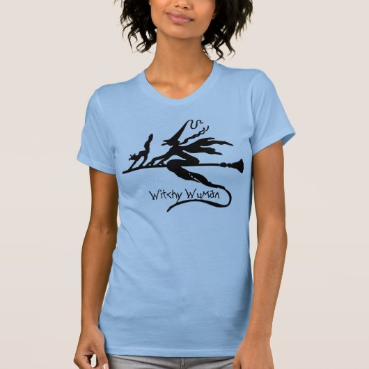 女性のTシャツ – おもしろい – ウィッチーWUMANハロウィーン Tシャツ (正面)