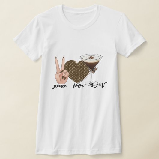 女性のTシャツ「Peace love LV」。 Tシャツ (レイダウン)