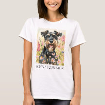 女性のTシャツ – Schnauzer Mom Water Color Tee