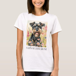 女性のTシャツ – Schnauzer Mom Water Color Tee Tシャツ