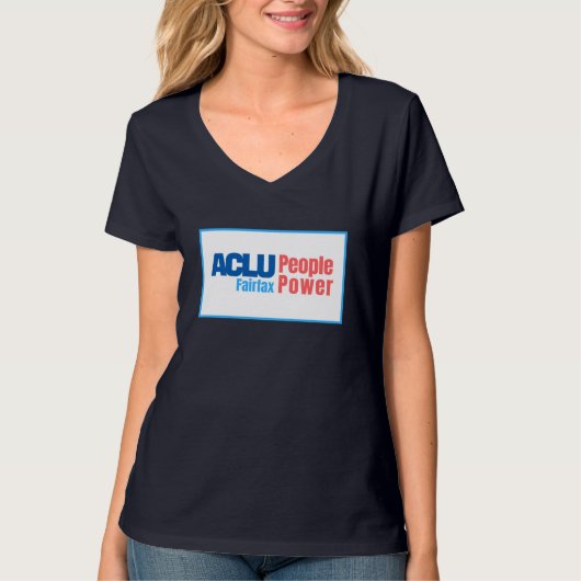 女性のV首- ACLU PeoplePower Fairfax Tシャツ (正面)