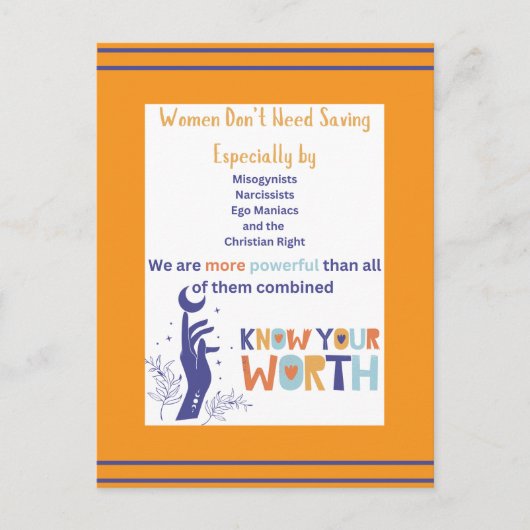 女性はがき救は不要 ポストカード (正面)