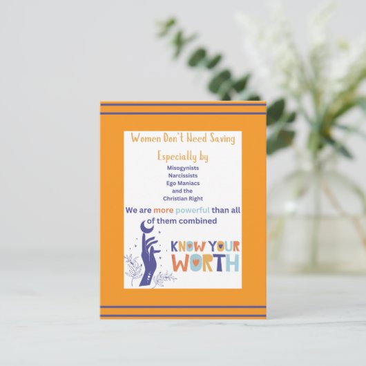 女性はがき救は不要 ポストカード (スタンド正面)