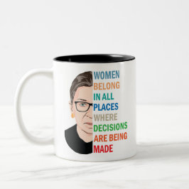 女性はすべての場所に所属Ruth Bader Ginsburg Rbg ツートーンマグカップ