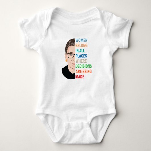 女性はすべての場所に所属Ruth Bader Ginsburg Rbg ベビーボディスーツ (正面)