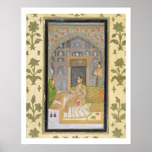 女性はパビリオンに座って付き添い人と, ポスター (正面)