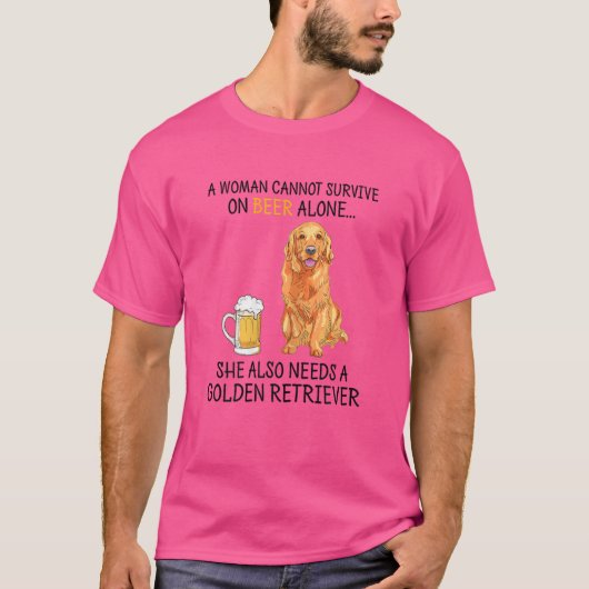 女性はビールを一人で飲生き延びみ込むことができない Tシャツ (正面)