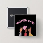 女性はフェミニストになれる 缶バッジ (正面&裏面)