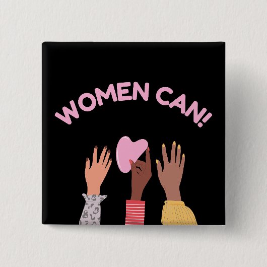 女性はフェミニストになれる 缶バッジ (正面)