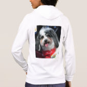 女性はフード付きスウェットシャツ、かわいい犬の写真K Ceeのファスナーを締めます パーカ (裏面)