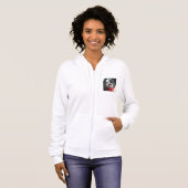 女性はフード付きスウェットシャツ、かわいい犬の写真K Ceeのファスナーを締めます パーカ (正面フル)