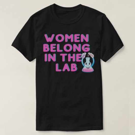 女性はラボのステッカーにおもしろい属する1 Tシャツ (デザイン正面)