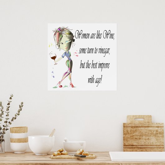 女性はワインのようなおもしろいことわざポスター ポスター (キッチン)