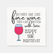 女性はワインのような誕生日紙ナプキン スタンダードカクテルナプキン (正面)