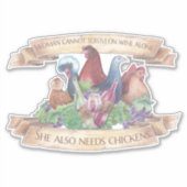 女性はワイ生き延びンだけではできない – ニワトリ シール (正面)