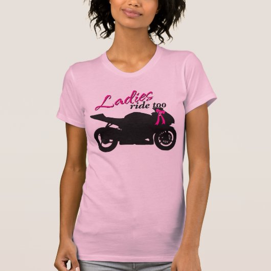 女性は乗りますも Tシャツ (正面)